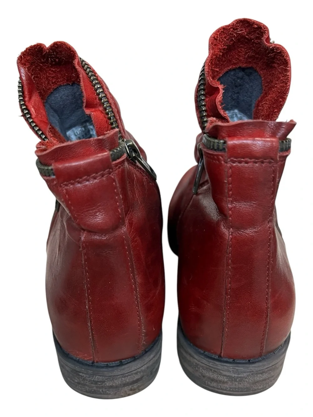 Miz Mooz Luna Red Leather Ankle Boots Size 9